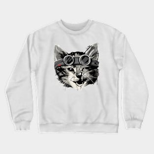 vintage-pilot cat Crewneck Sweatshirt